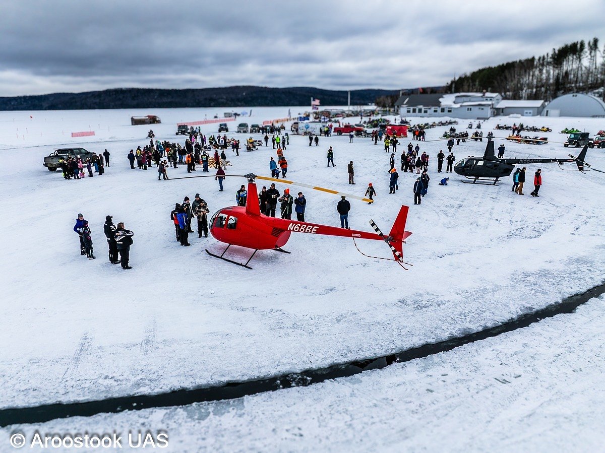 Record-setting team creates 250-foot ice carousel in northern Maine lake
