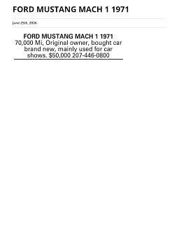 FORD MUSTANG MACH 1 1971