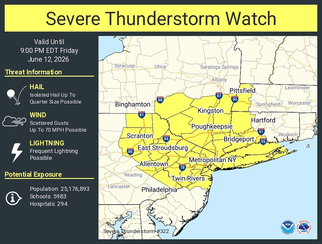 N.J. weather: Severe thunderstorm watch issued for 13 counties as strong storms, damaging winds loom