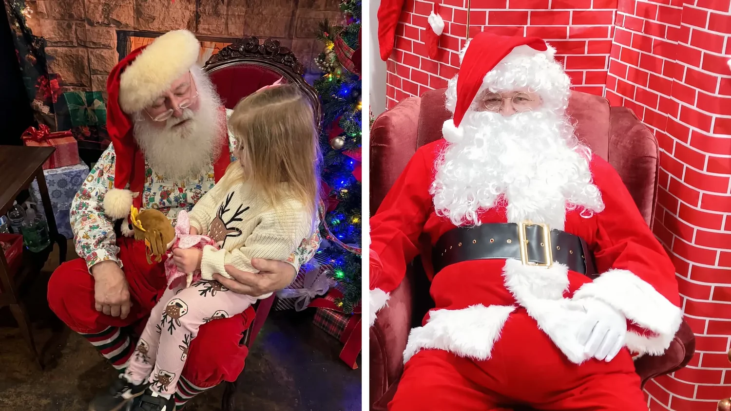 Two Santas, both alike in jolliness