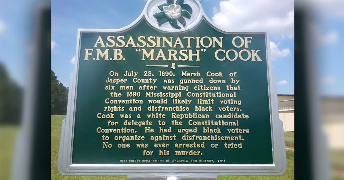 1890: F.M.B. ‘Marsh’ Cook assassinated