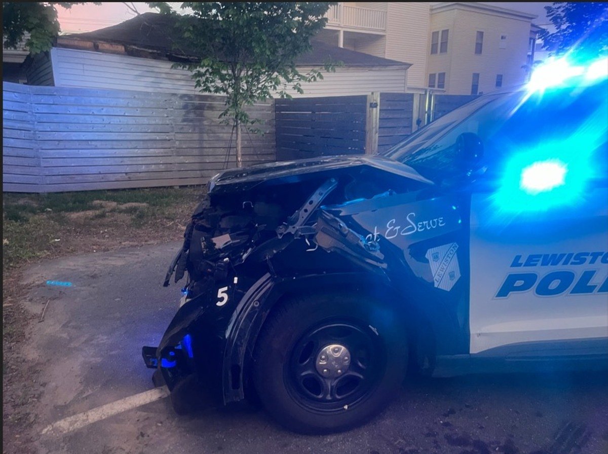 Lewiston police cruiser totaled after Massachusetts man allegedly rammed it with stolen vehicle