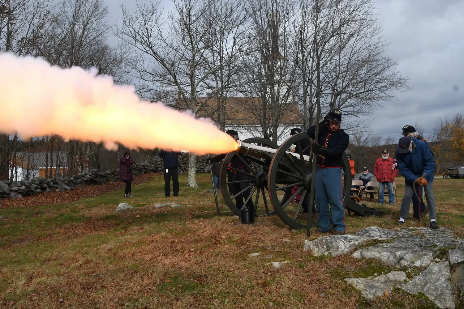 Veterans Day observance in Lyndeborough features cannon firing