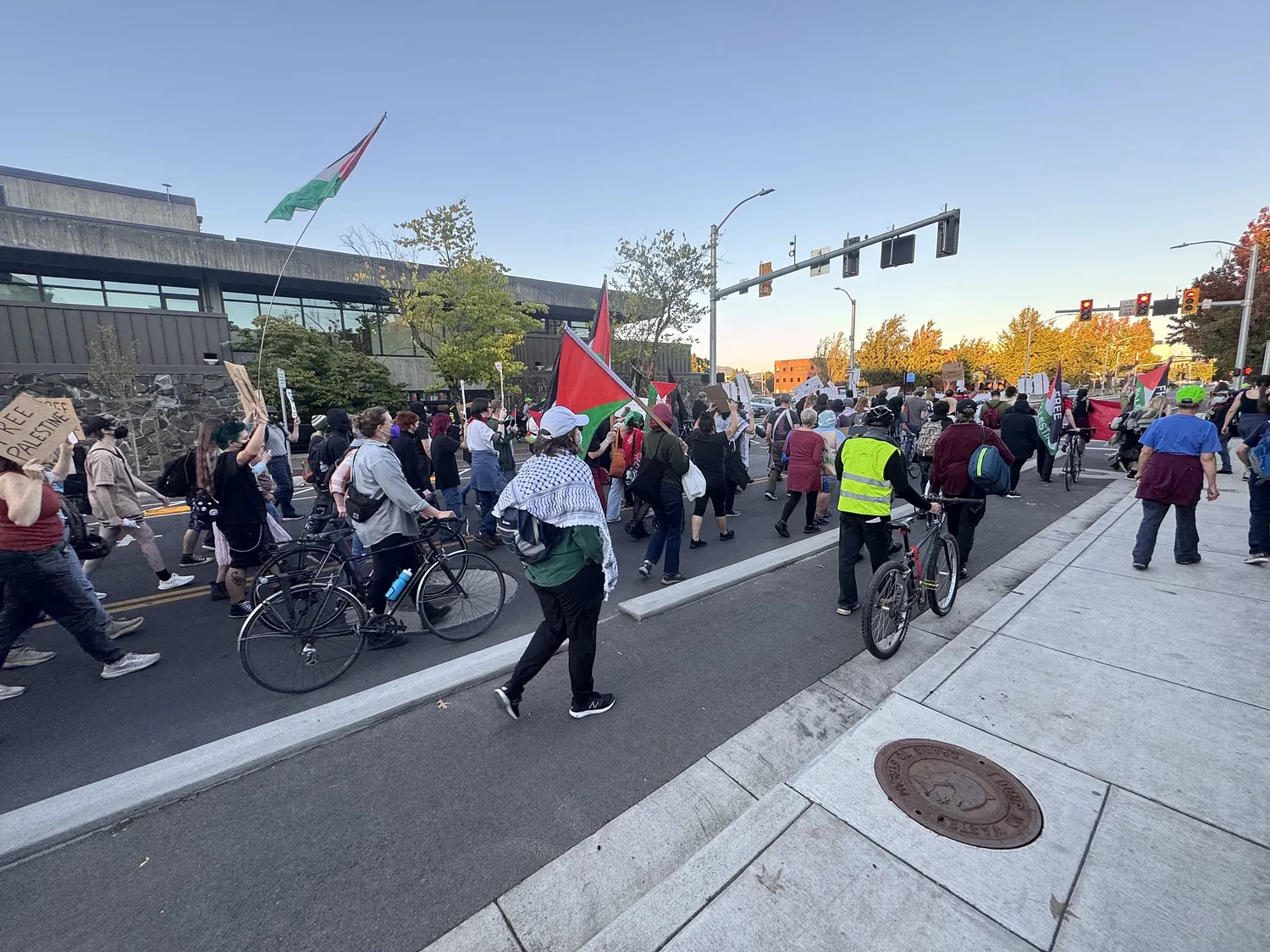 Pro-Palestinian protesters march through Eugene