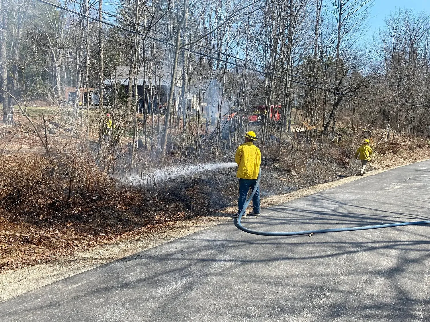 Antrim Fire extinguishes roadside brush fire