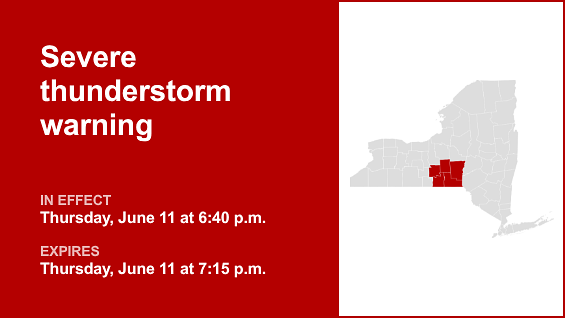 Update: Thunderstorms with quarter-sized hail and damaging winds in Southern Tier Thursday