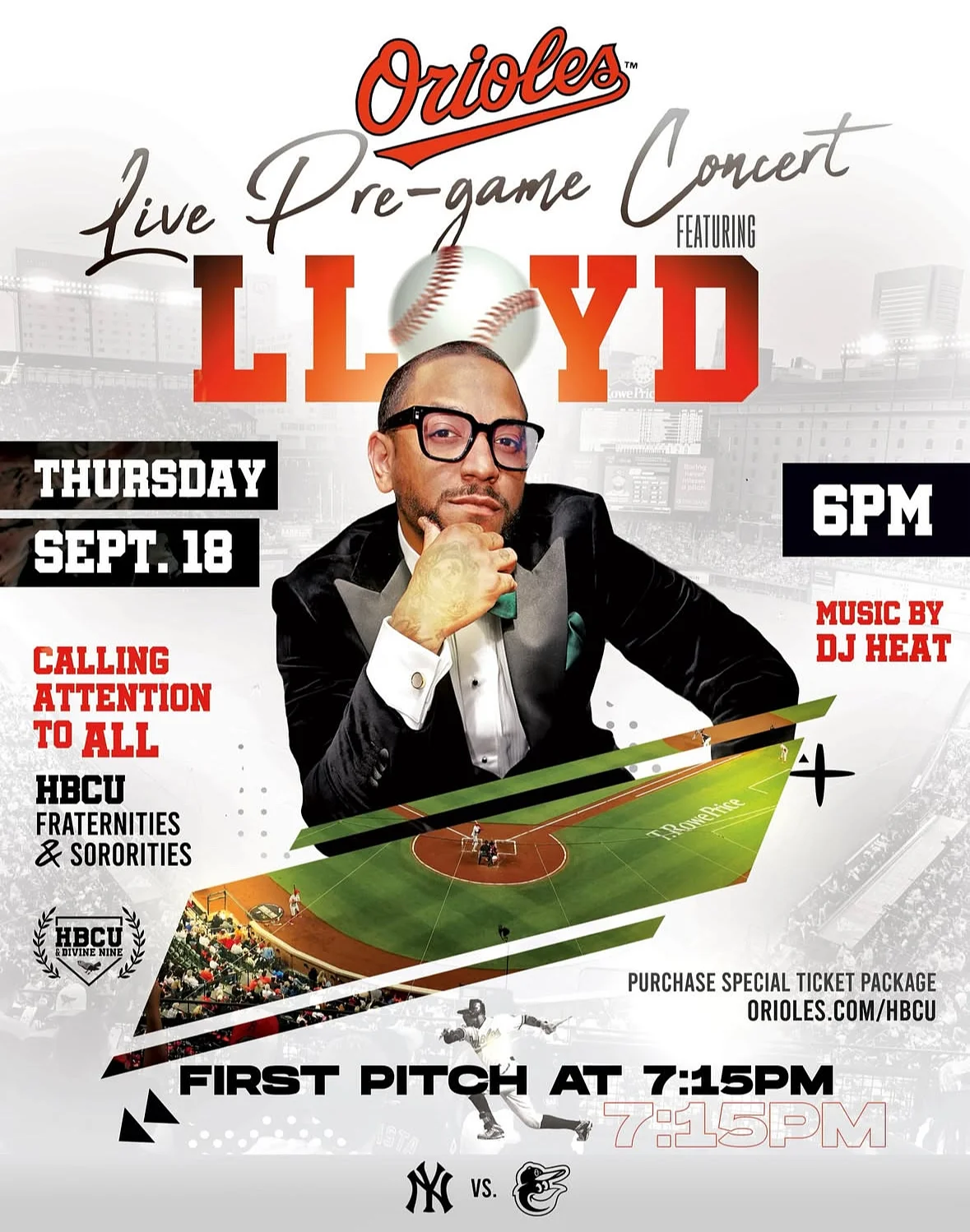 Orioles to feature R&B Singer Lloyd on Sept. 18 at HBCU and Divine Nine Night