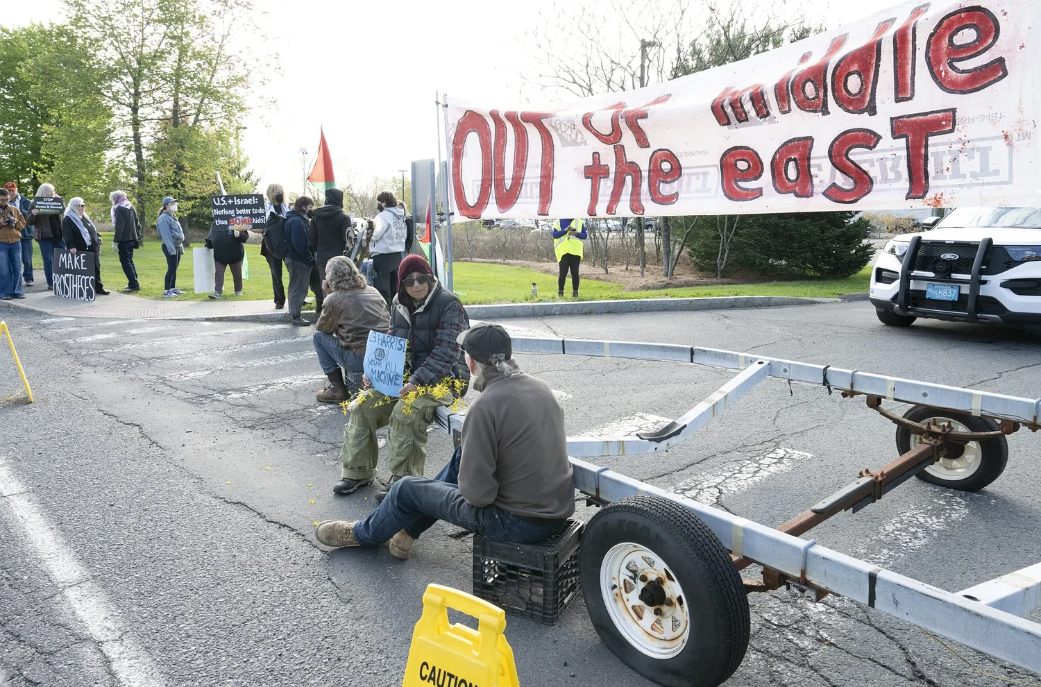 Eight arrested after protesters block entrance to Northampton defense contractor