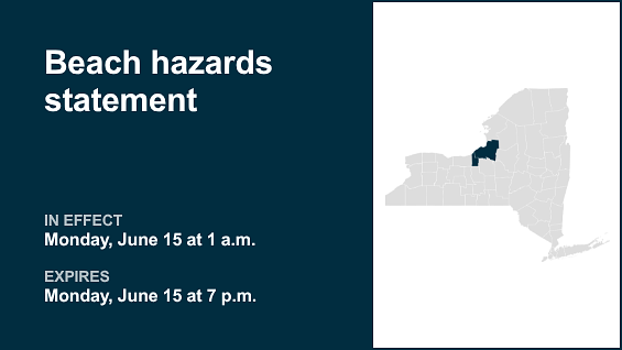 Beach hazards statement for Cayuga and Oswego counties for Monday