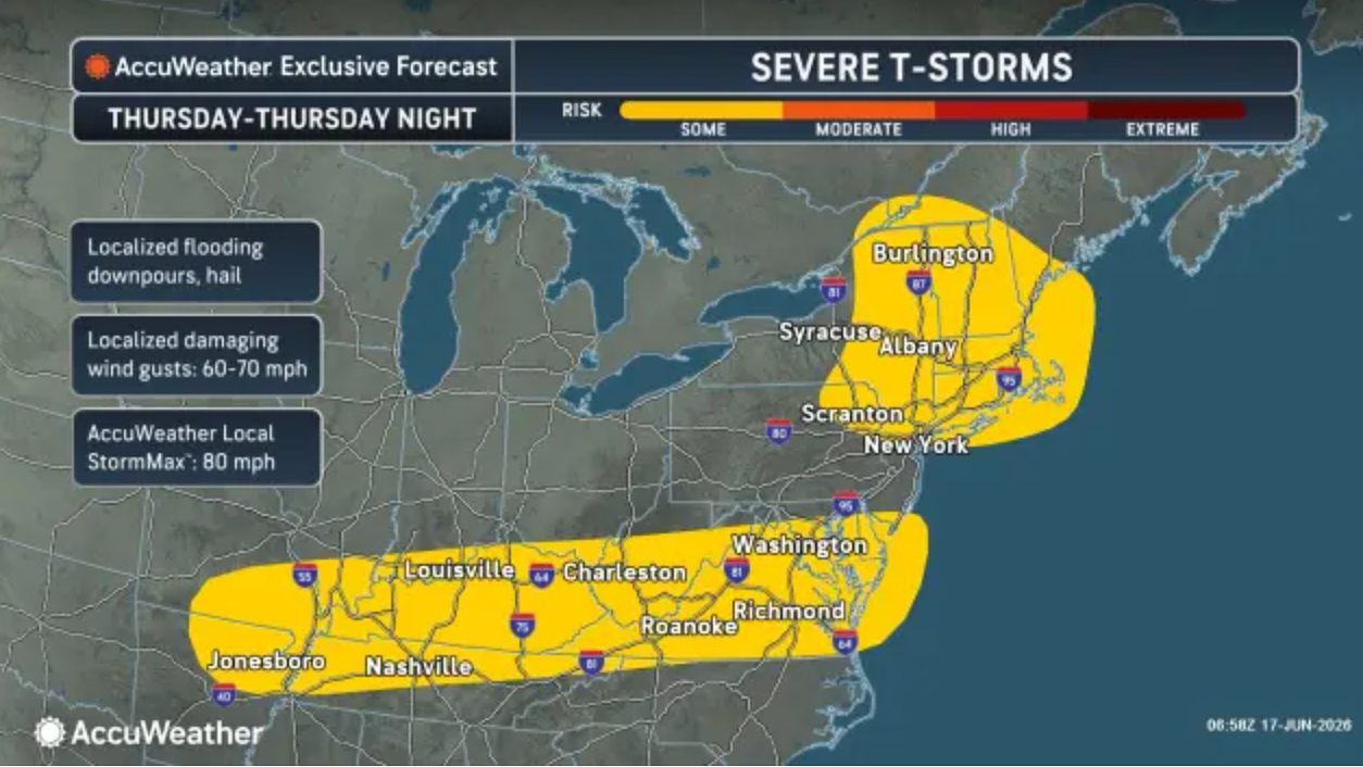 N.J. weather: Severe thunderstorms in forecast for Thursday as temperatures soar into 90s