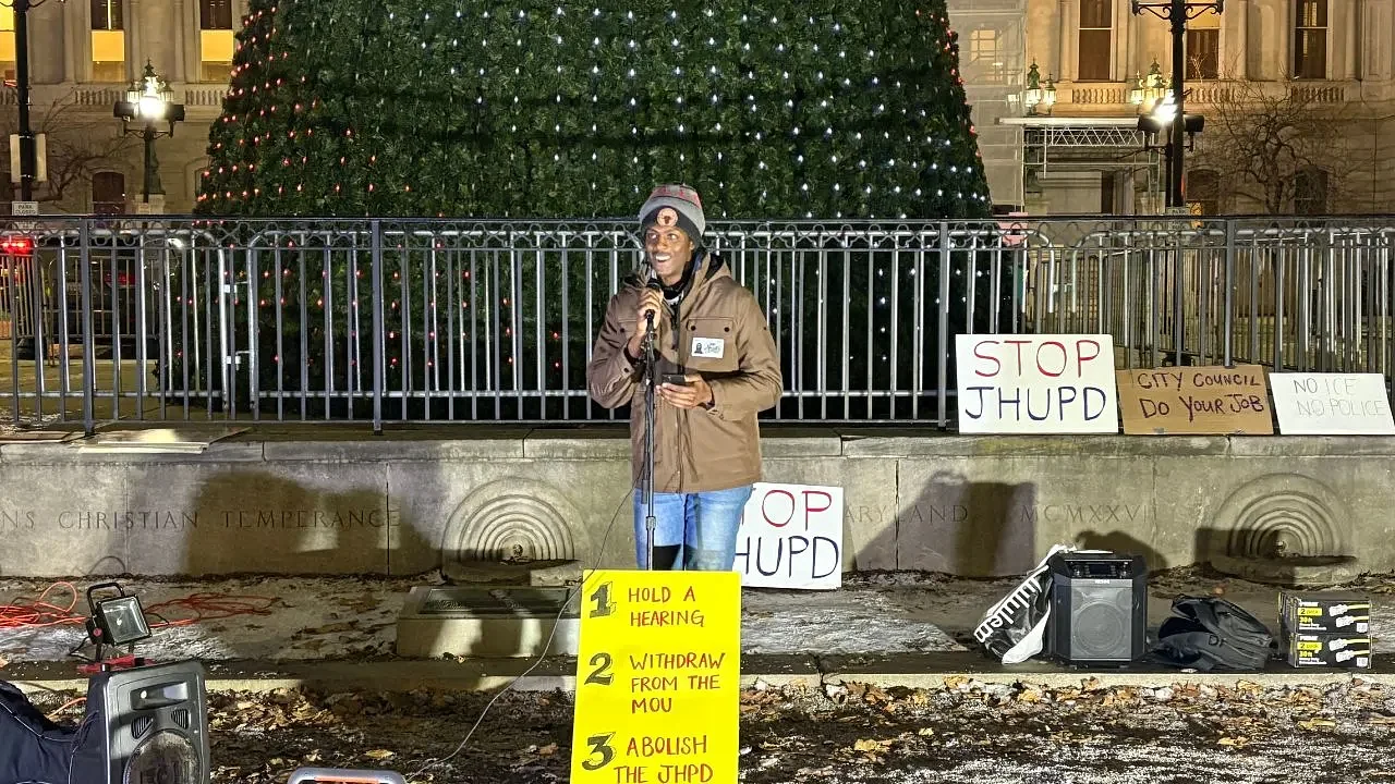 Baltimore residents demand end of private police force at Johns Hopkins University 
