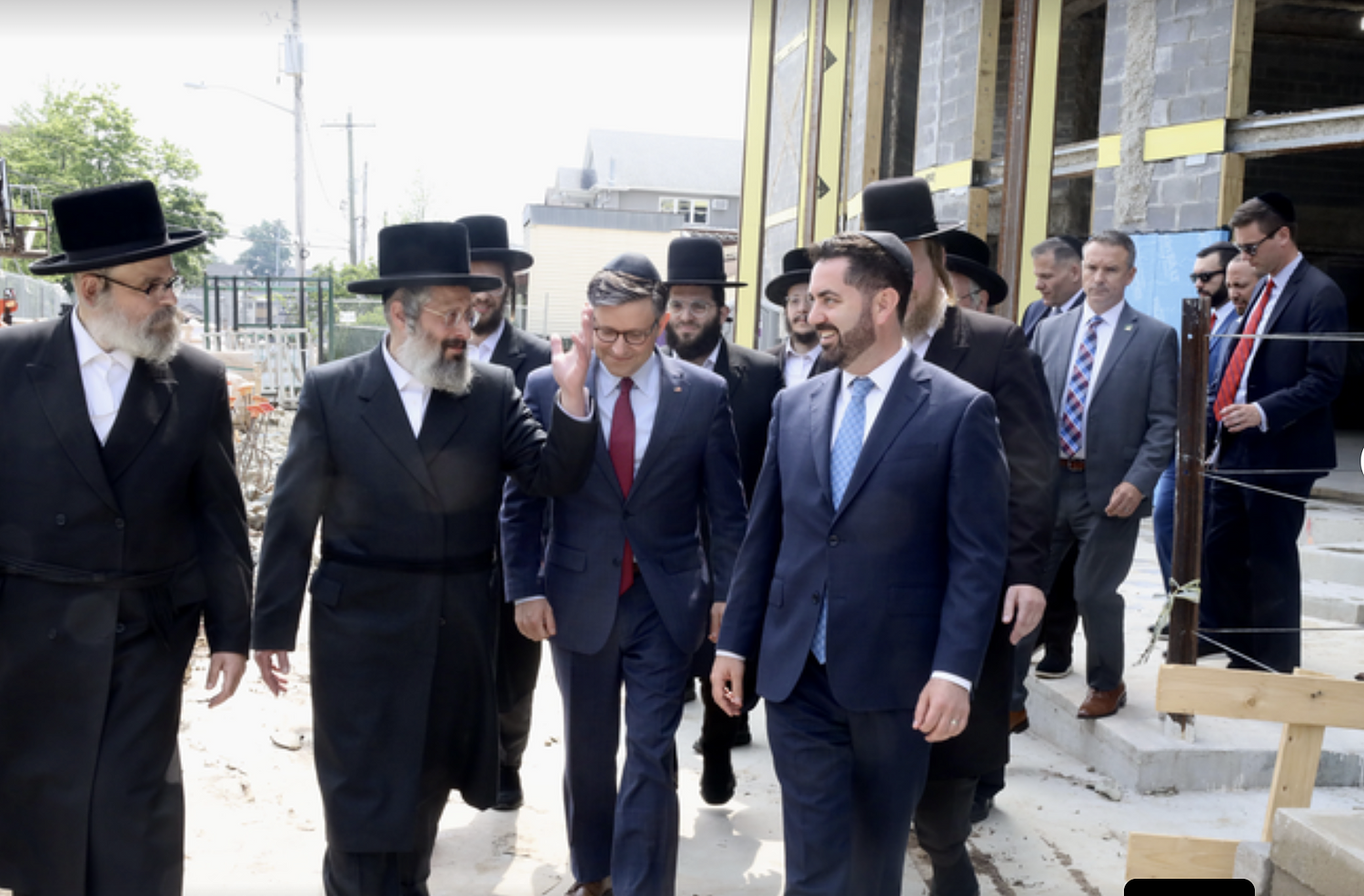 House Speaker Mike Johnson headed to New Square on Sunday to help Mike Lawler