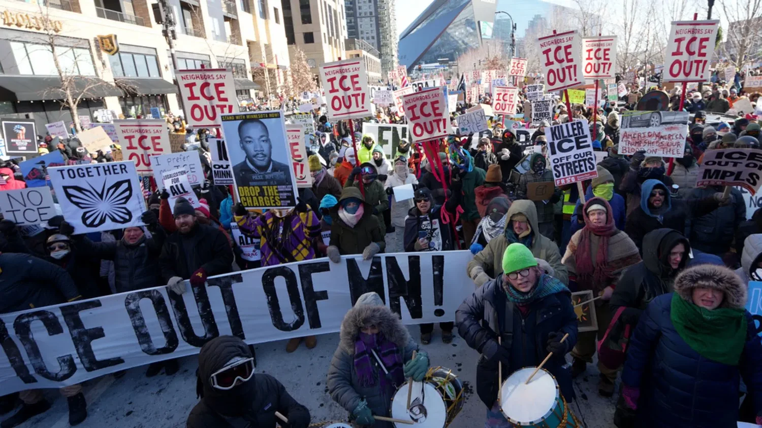 Thousands rally against immigration enforcement in subzero Minnesota temperatures