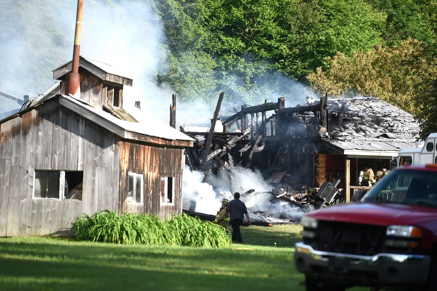 Post Mills barn fire threatens home, prompts three-alarm response