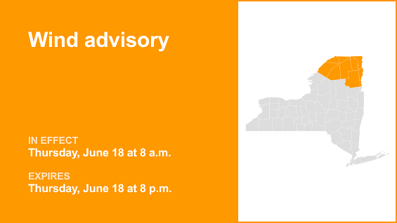 Update: Wind advisory for North Country until Thursday evening