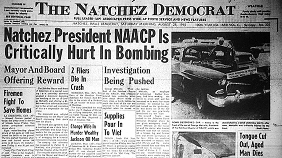 1965: Natchez NAACP President George Metcalfe injured in bombing