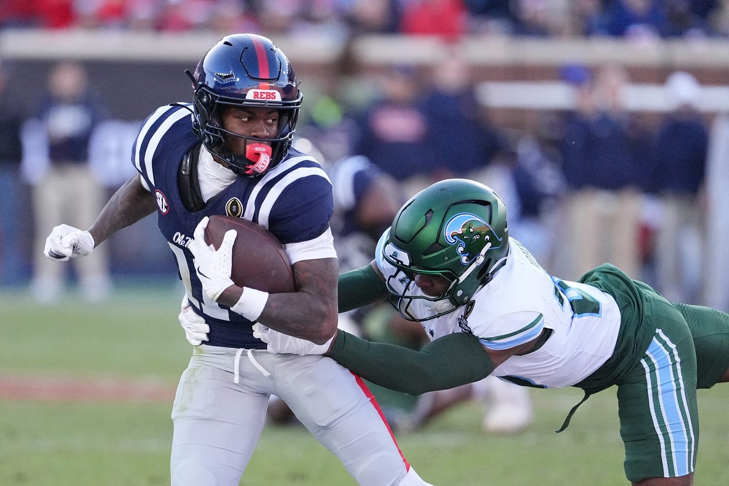 No contest: Golding’s Rebels simply outclassed Tulane for a victory as historic as it was festive