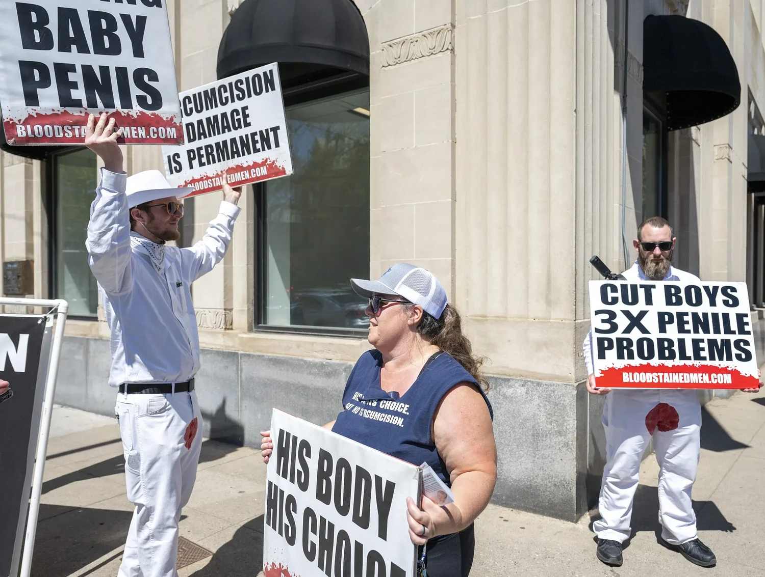 'It should be up to the boy': Bloodstained Men bring anti-circumcision protest to downtown Northampton