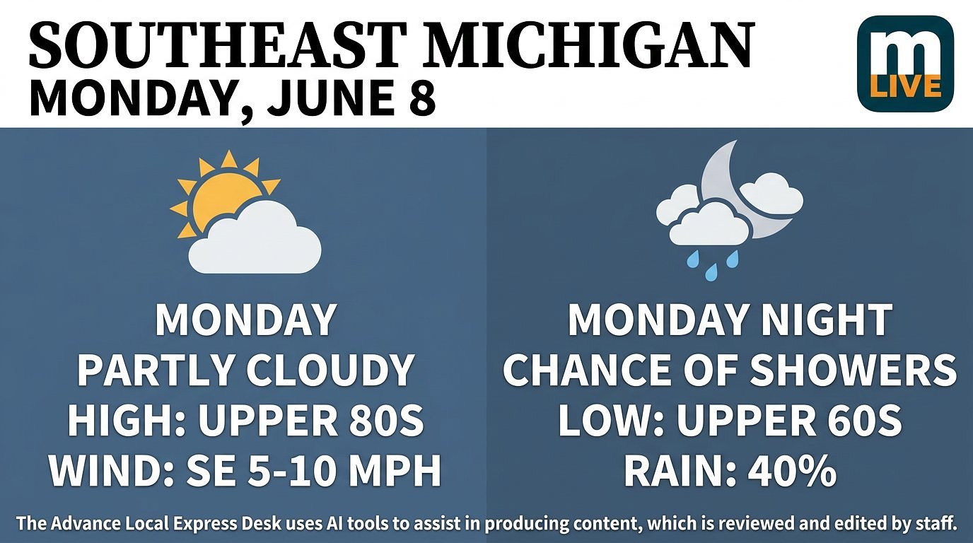 Detroit Forecast:  Storms by Tuesday, heat wave follows