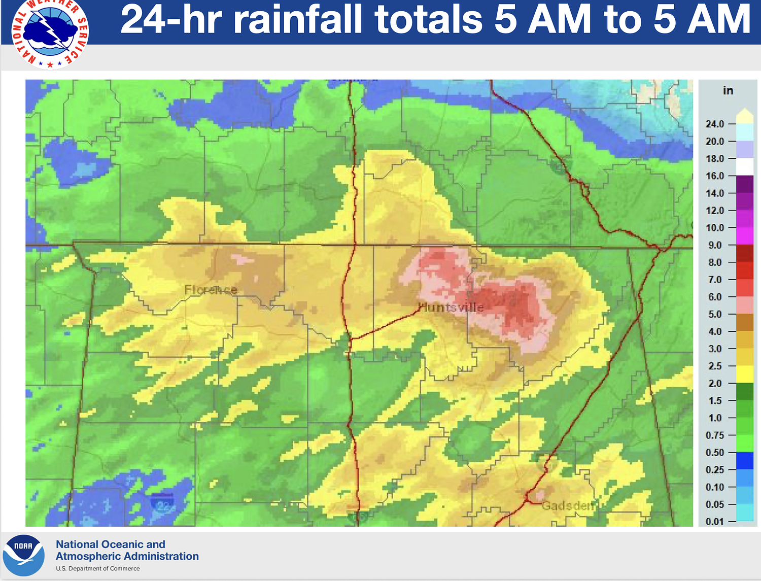 How much rain fell in Alabama on Sunday? Here are the 10 hardest hit parts of the state