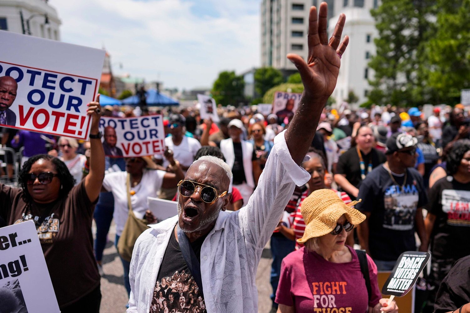 Groups rally to defend Black political representation in the birthplace of the Civil Rights Movement