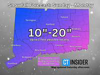 How much snow will Connecticut get from Sunday's nor'easter? Here's a town-by-town breakdown