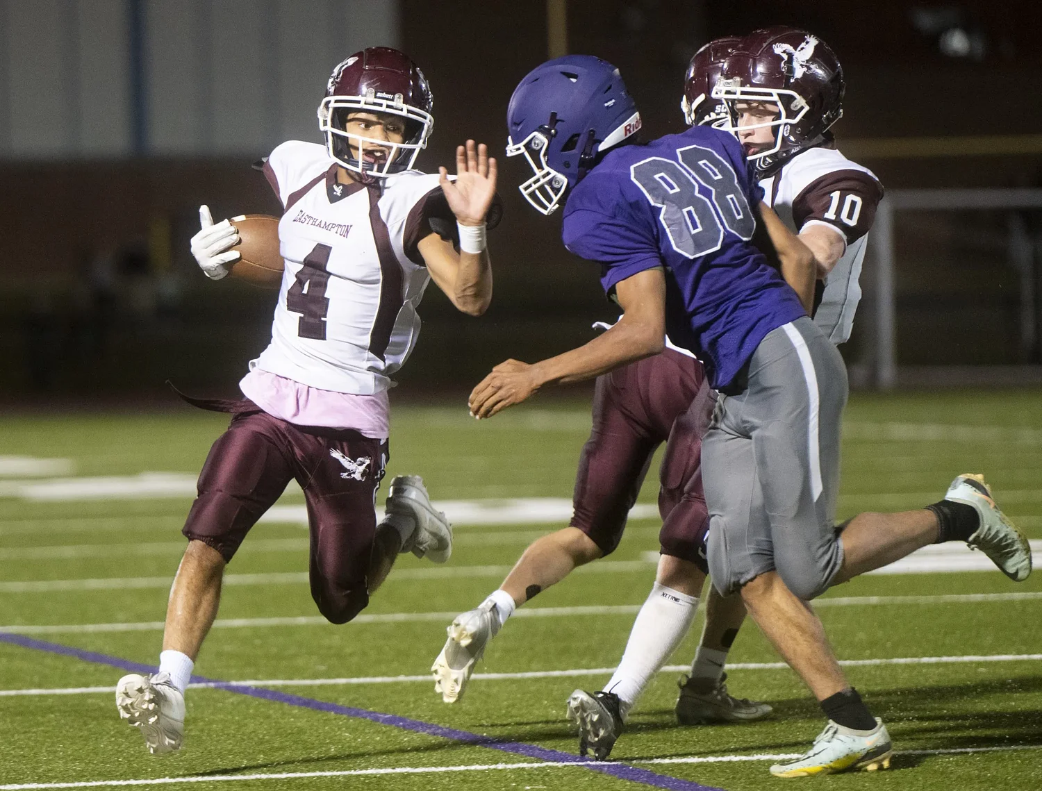 H.S. Football: Larson’s late goal line stand helps Easthampton take down Holyoke 24-22