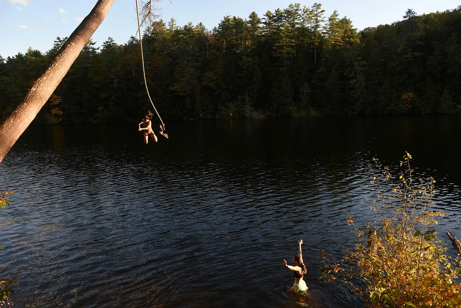 Friends enjoy swim and run along Connecticut River in Norwich