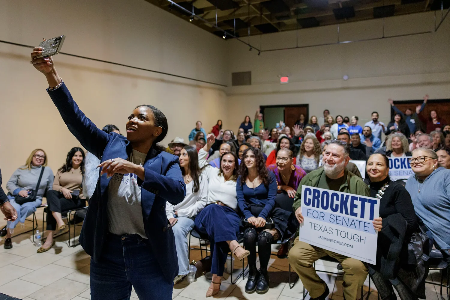 In Senate Democratic primary, Crockett steps up appeals to Latinos with ICE facility visit, South Texas rally
