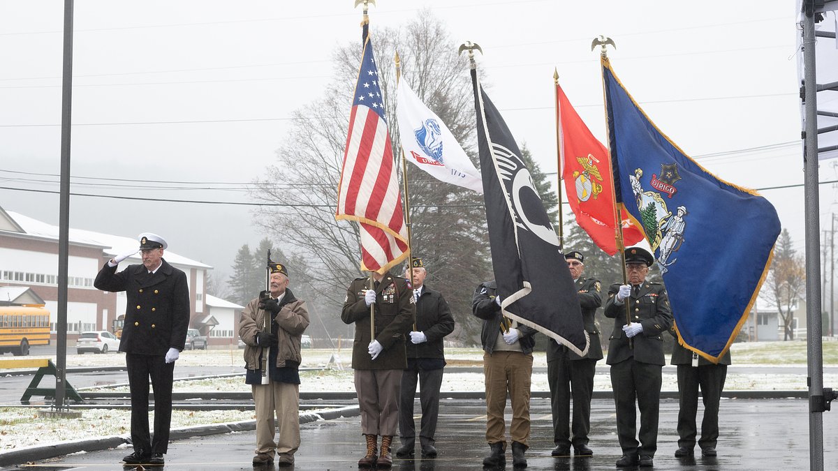 Fort Kent honors veterans in rainy ceremony