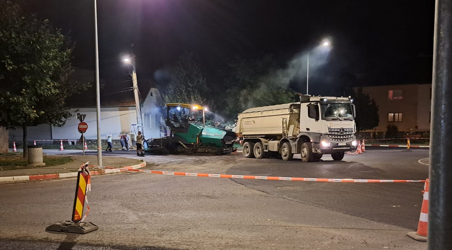 Lucrări de noapte în două sensuri giratorii din Sibiu: trafic deviat timp de 2 zile