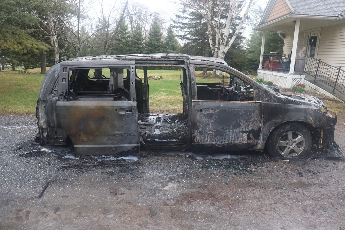 Presque Isle homeowners wake to find fire consuming their van