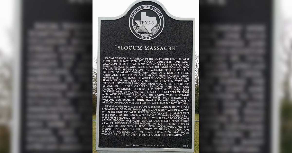 1910: White mob kills African Americans in Slocum Massacre
