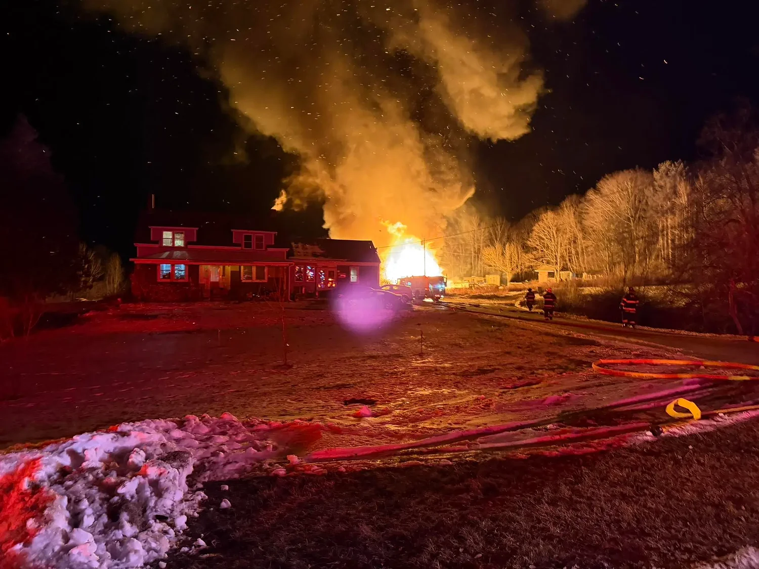 Multiple agencies aid Bucksport firefighters at intense Sunday night blaze