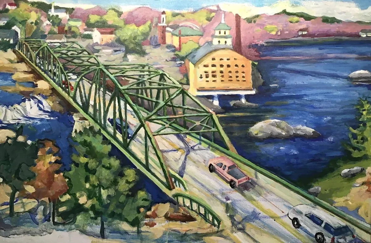 Library art celebrates Brunswick-Topsham bridge