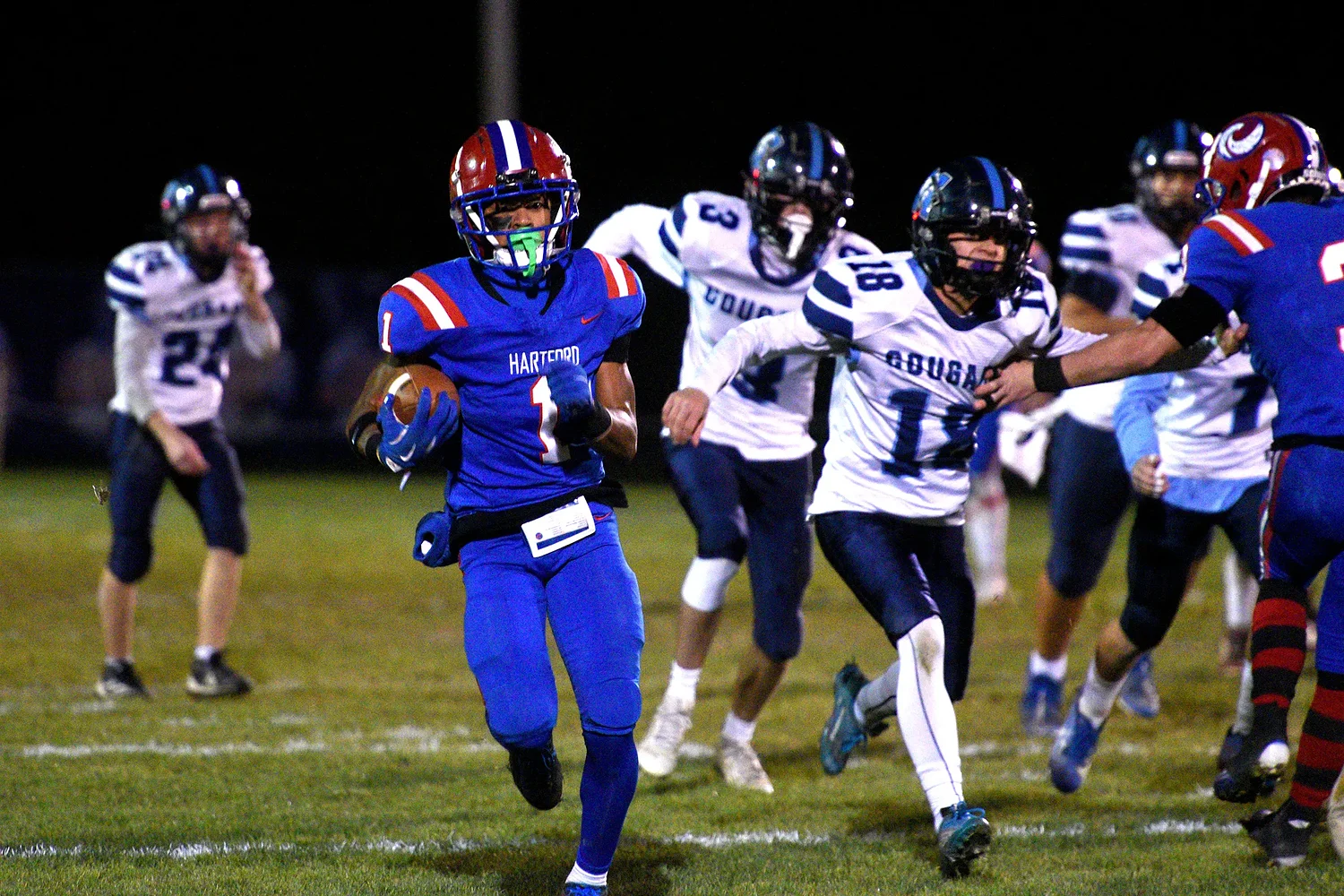 Hartford’s rushing attack overwhelms Mount Mansfield in playoff opener