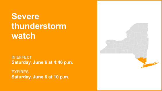 Severe thunderstorm watch affecting Hudson Valley until Saturday night