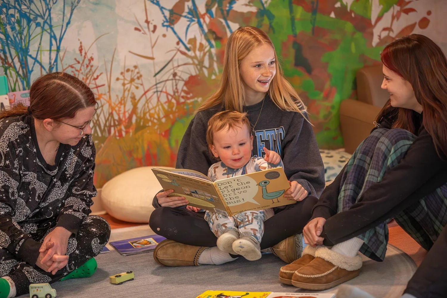 Children at UMF Sweatt-Winter Center and Mt. Blue Middle School share the joy of reading with Reading Buddy program