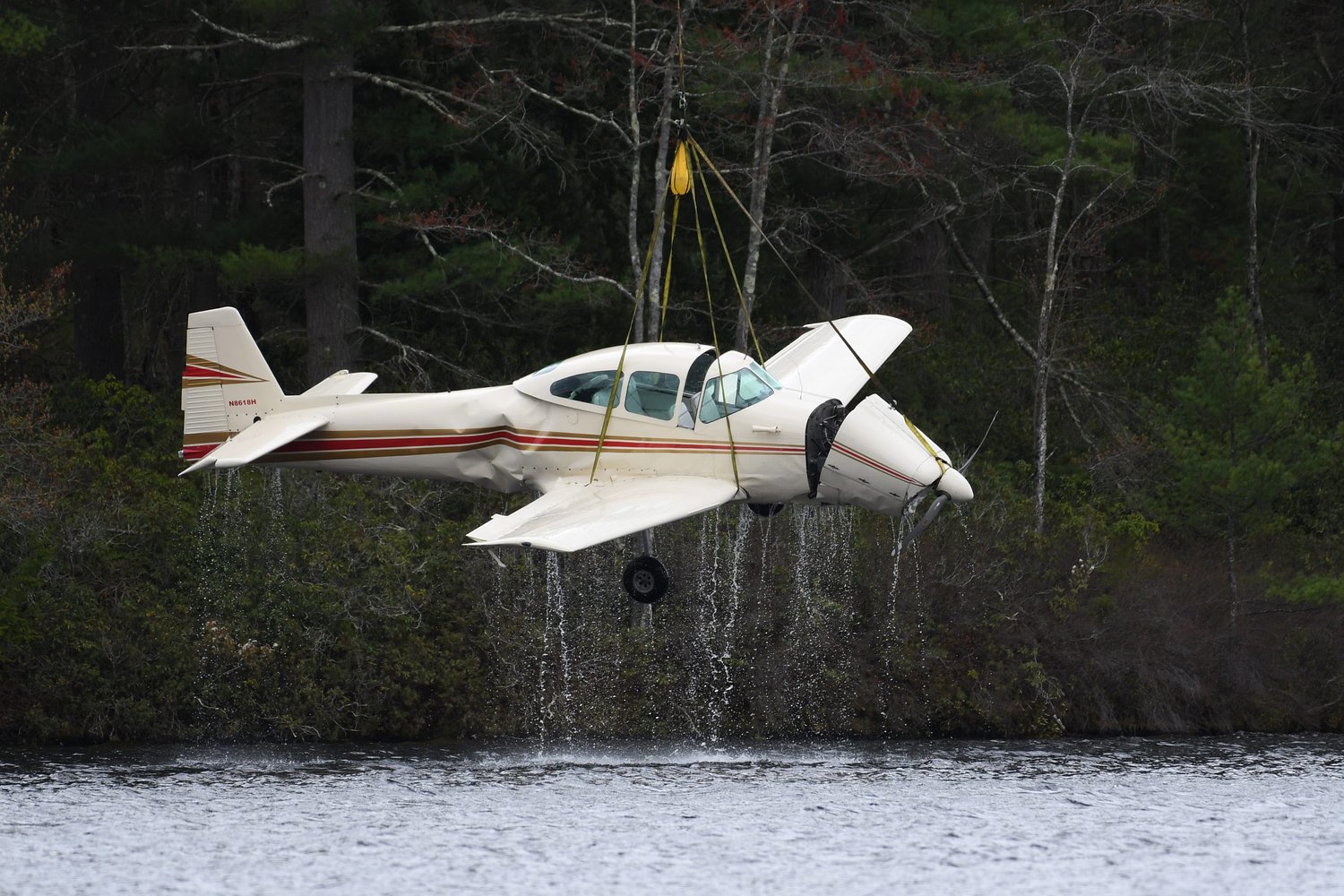 Crashed plane recovered from water in the Quabbin
