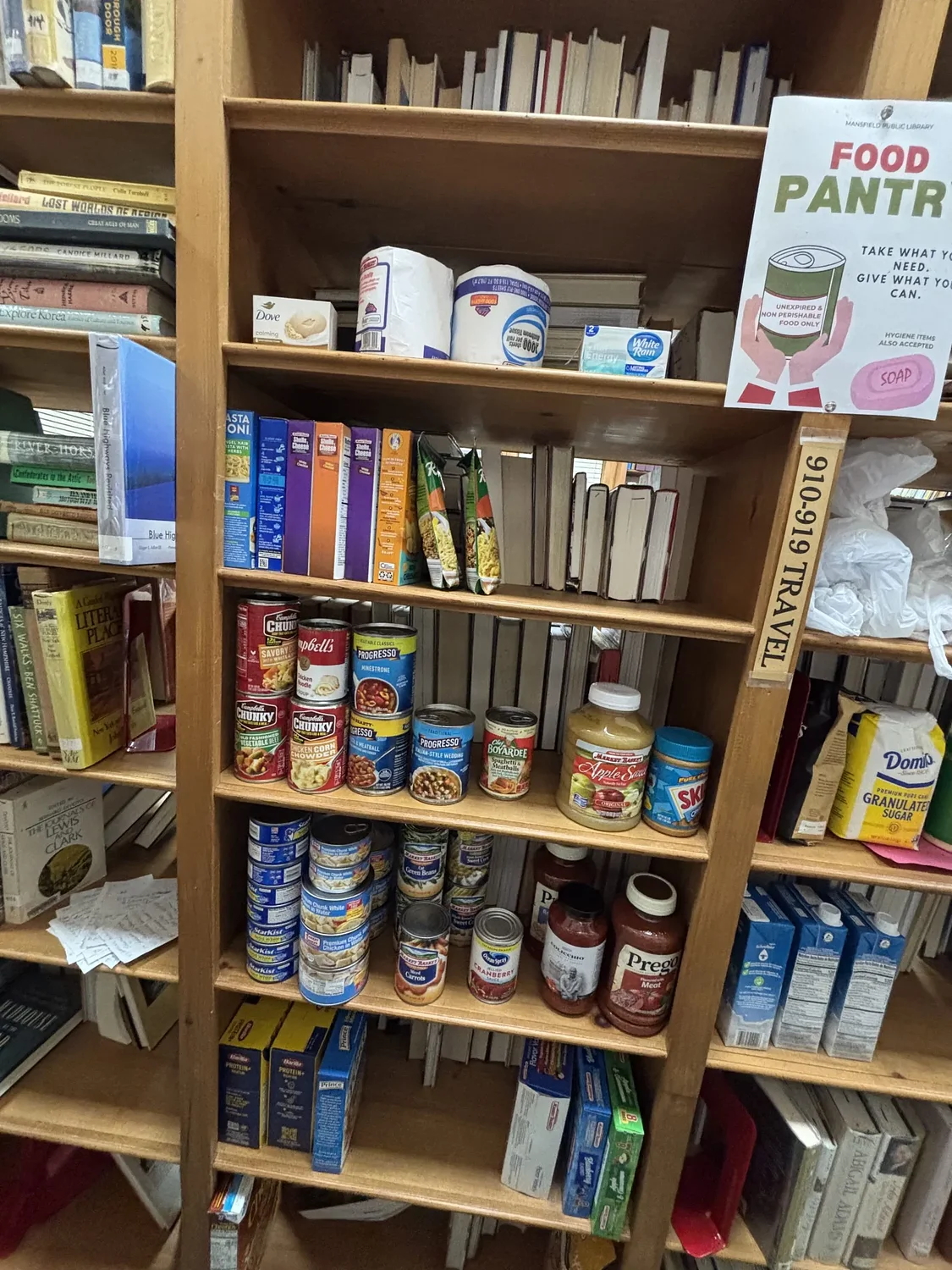 Community comes together to stock library’s miniature food pantry