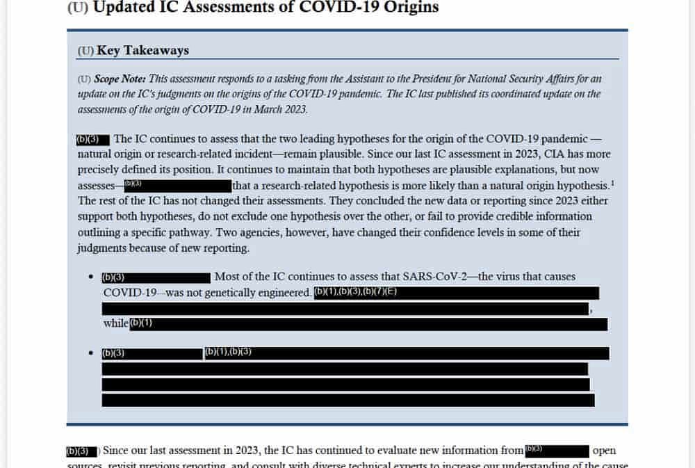 Newly released U.S. intelligence memo reveals plans for independent COVID origins study