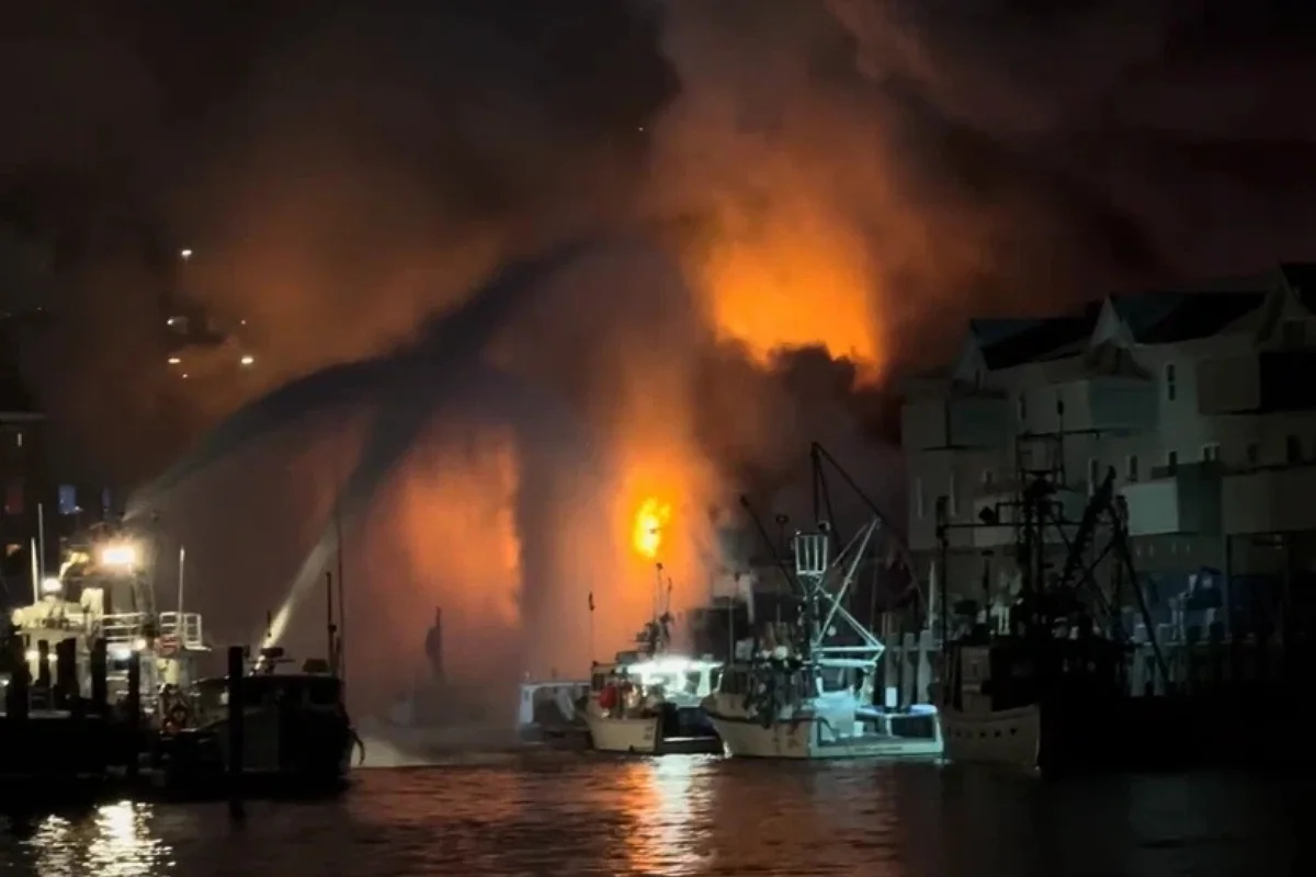 Firefighters tackle large fire in Portland's Old Port