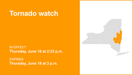 Update: Tornado watch affecting Capital Region Thursday afternoon