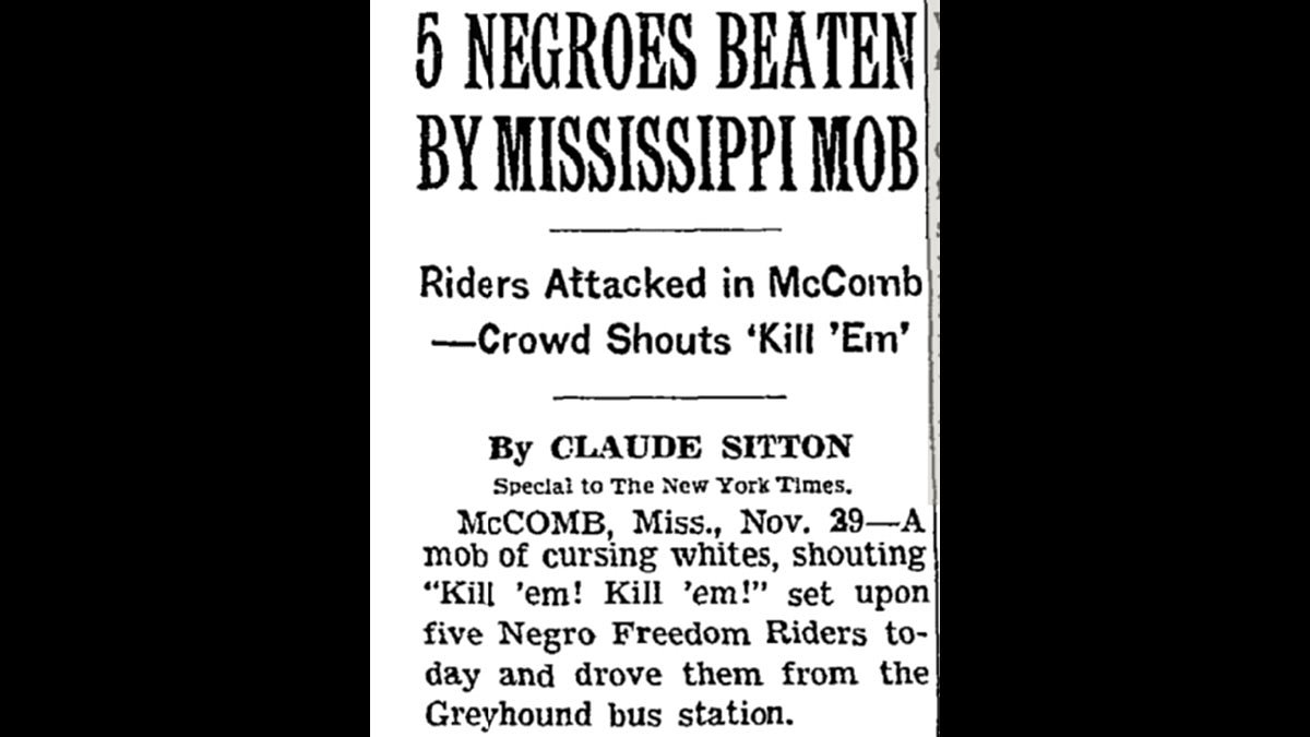 1961: Mob attacks Freedom Riders in McComb