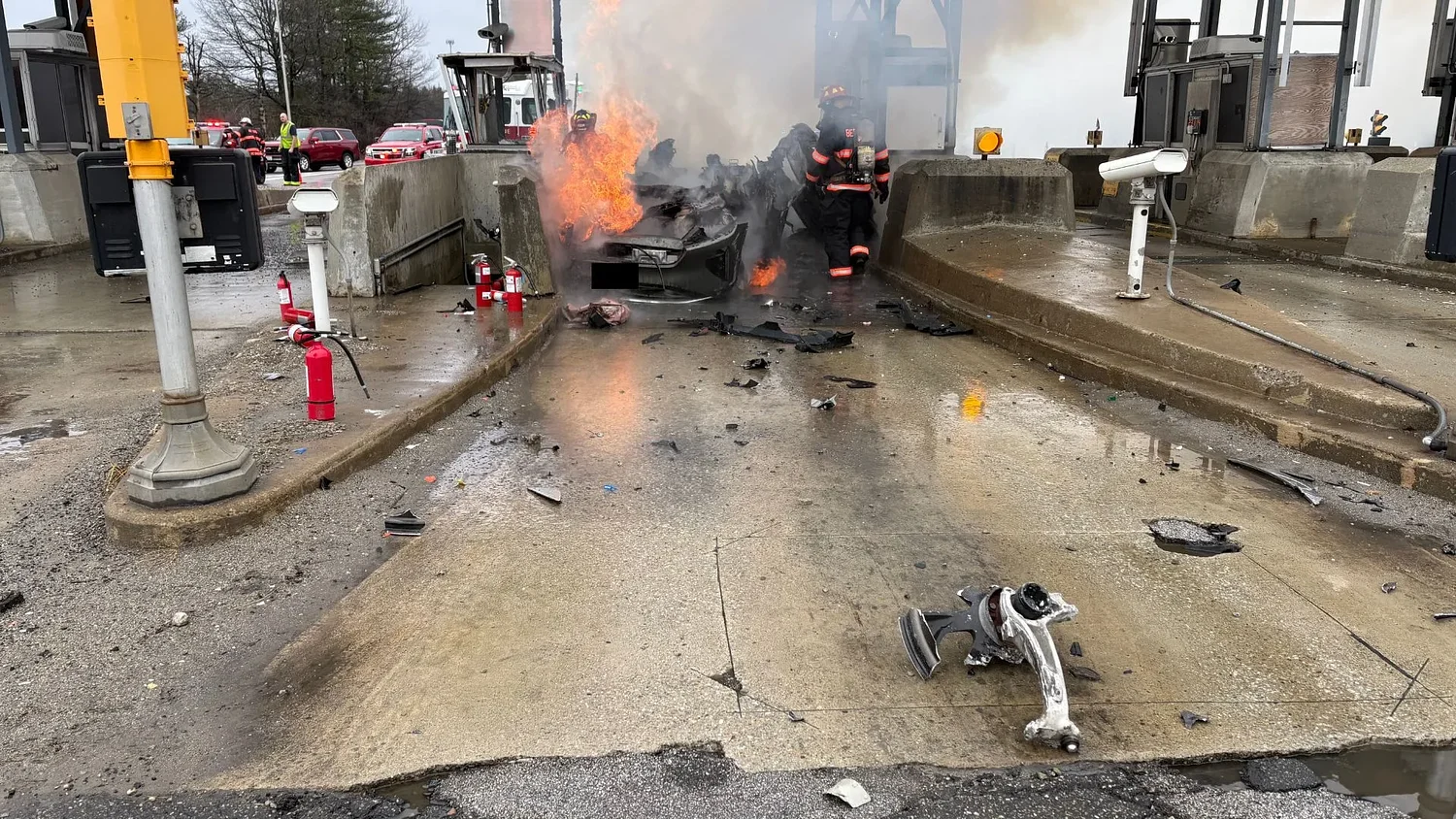 Ayotte security team helps driver in crash at Bedford Toll Plaza on Tuesday