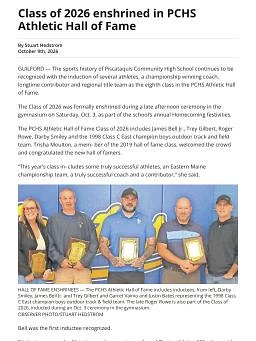 Class of 2026 enshrined in PCHS Athletic Hall of Fame