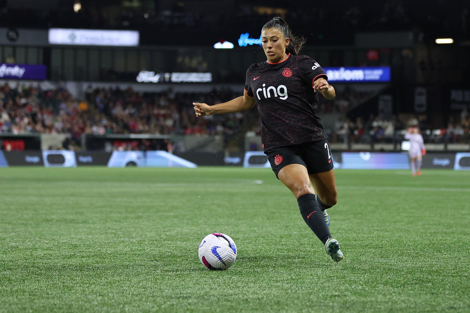 Reyna Reyes representing Portland Thorns at NWSL Skills Challenge