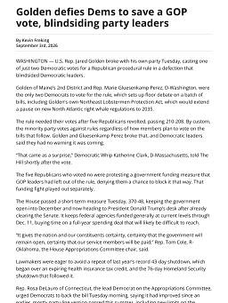 Golden defies Dems to save a GOP vote, blindsiding party leaders
