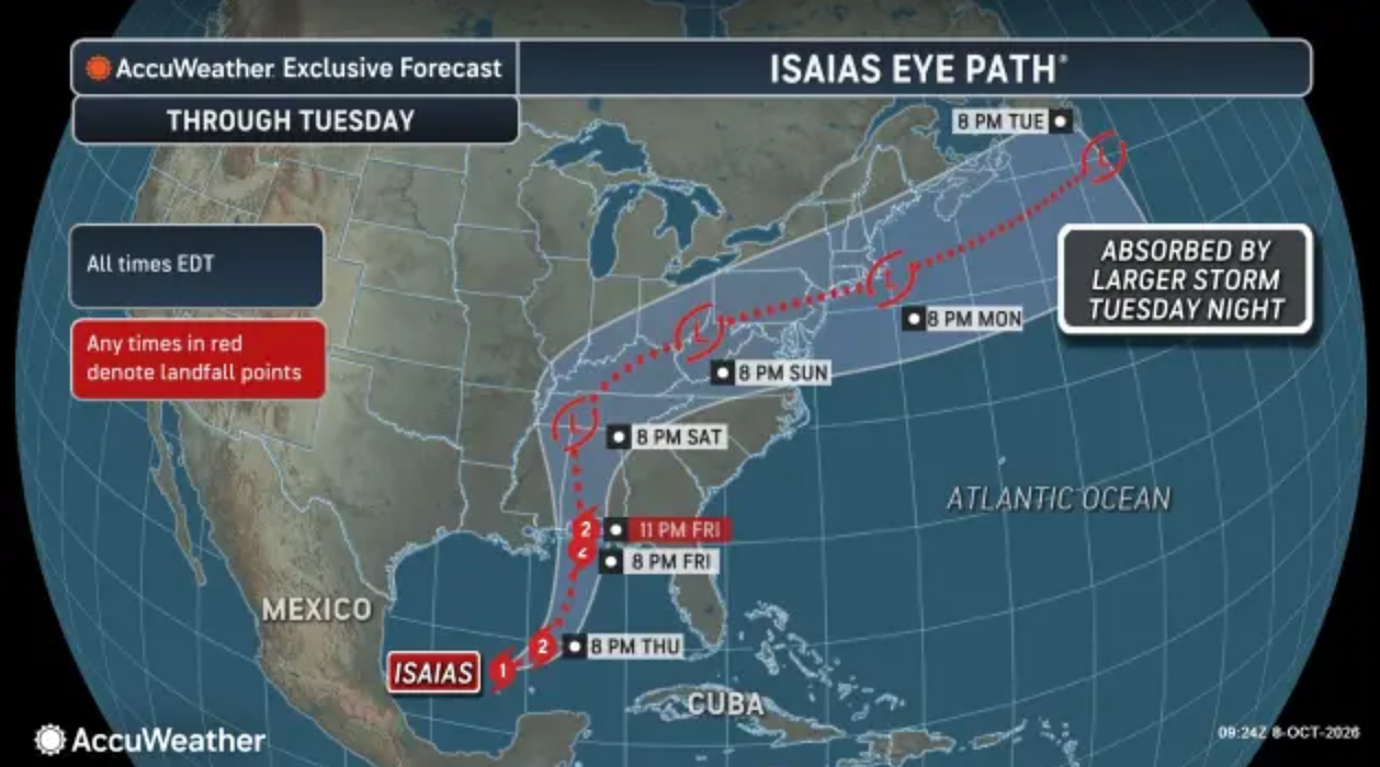 N.J. weather: Hurricane Isaias remnants could hit state with heavy rain Sunday. Latest forecast track.