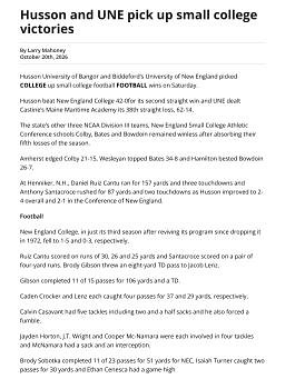 Husson and UNE pick up small college victories